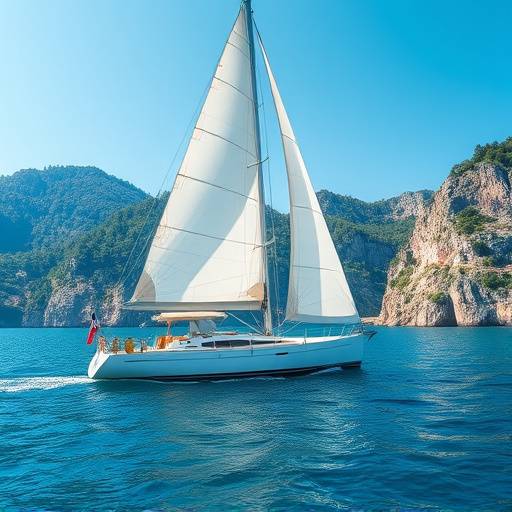 A boat sailing along the crystal-clear waters of the Amalfi Coast, showcasing the dramatic coastline.