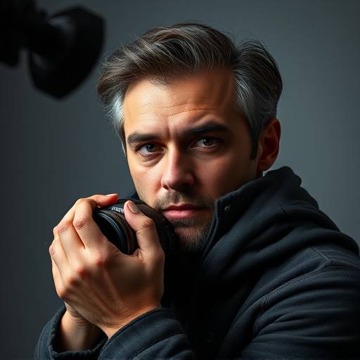 Ethan Blackwood, a portrait photographer in a studio setting